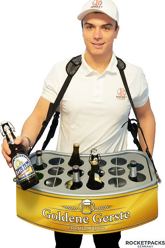 Kaffee-Bauchladen für Sampling-Aktionen und mobilen Kaffee und Bier service auf Messen und Firmenveranstaltungen.